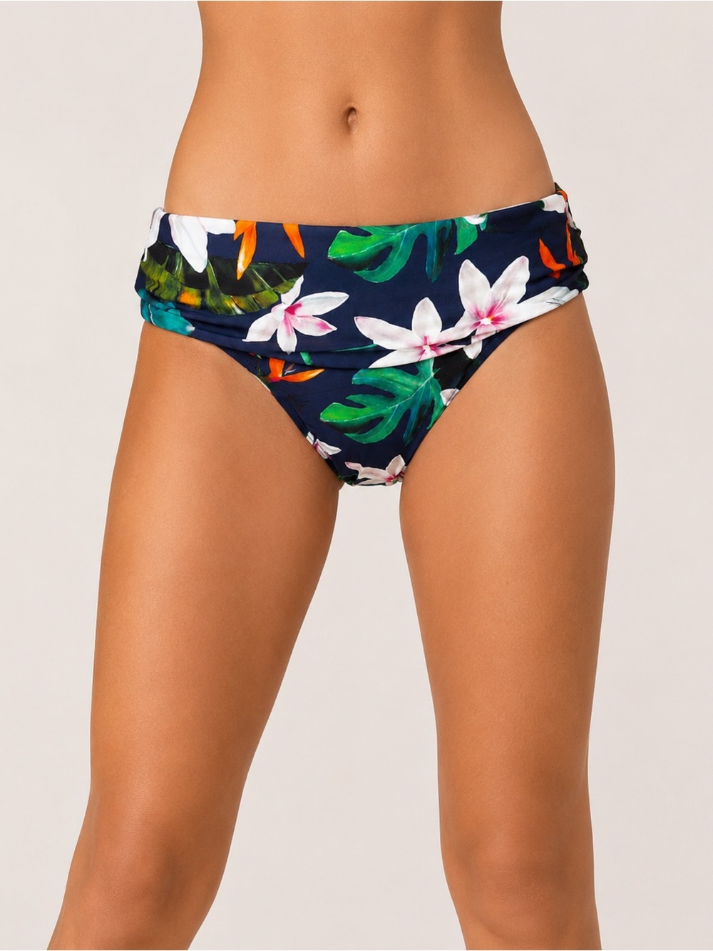 Ralph Lauren Tropical Floral Fold Over Bikini Bottom Navy NWT Size 2
